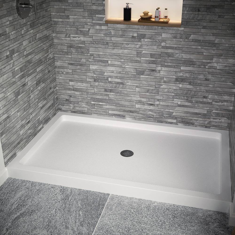 60'' x 36'' Glossy White Acrylic Shower Base with ABS Drain