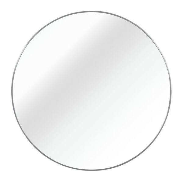 Moss Silver 32 in. W x 32 in. H Decorative Round Aluminum Framed Wall Mirror