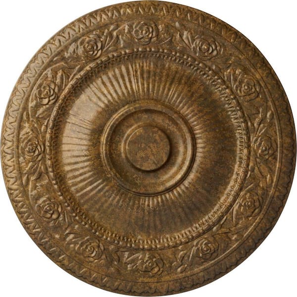 Ekena Millwork 24-1/4 in. x 2 in. Neuveau Urethane Ceiling Medallion (Fits Canopies upto 6-3/8 in.), Rubbed Bronze