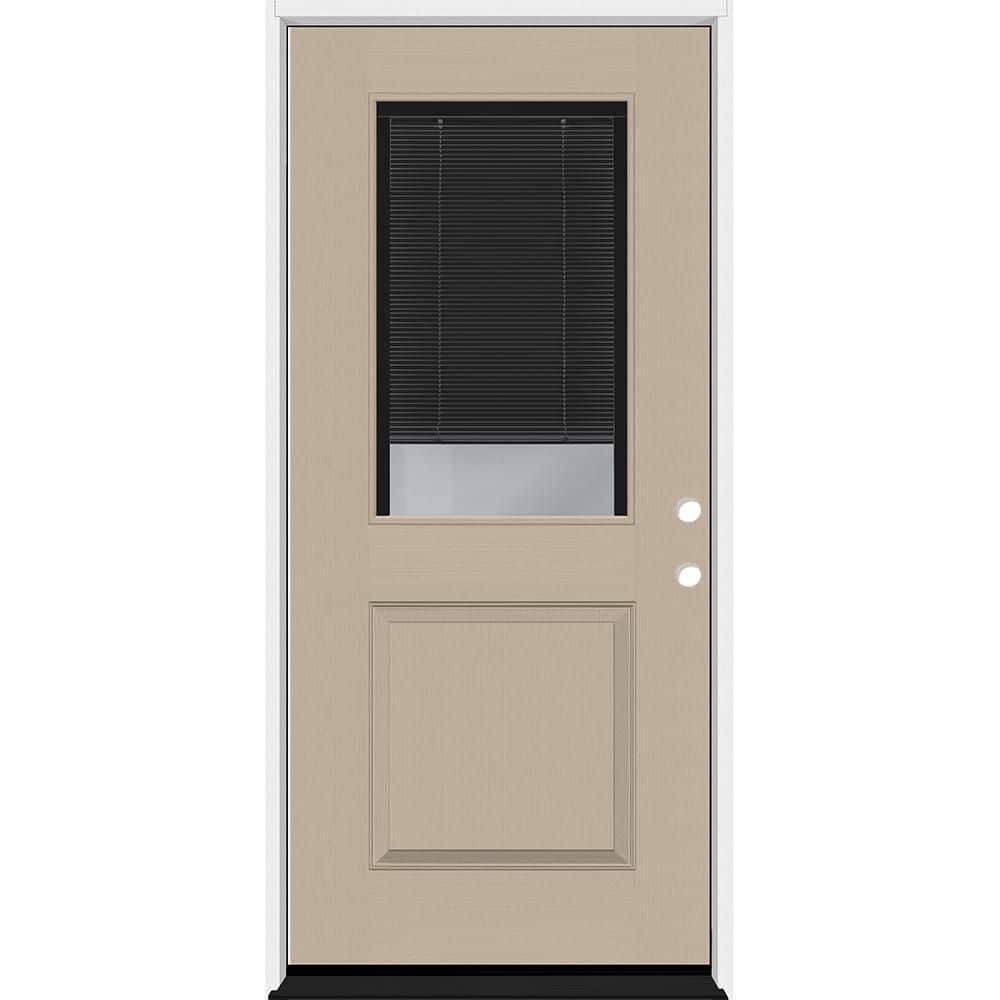 Legacy 36 in. x 80 in. 1/2 Lite Clear Glass Noir Miniblind LHIS Sandstone Fiberglass Prehung Door with 6-9/16 in. Jamb price history on PriceWatchPro