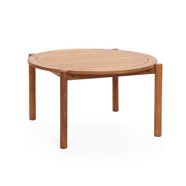 35.4 in. Natural Solid Wood Round Outdoor Coffee Table