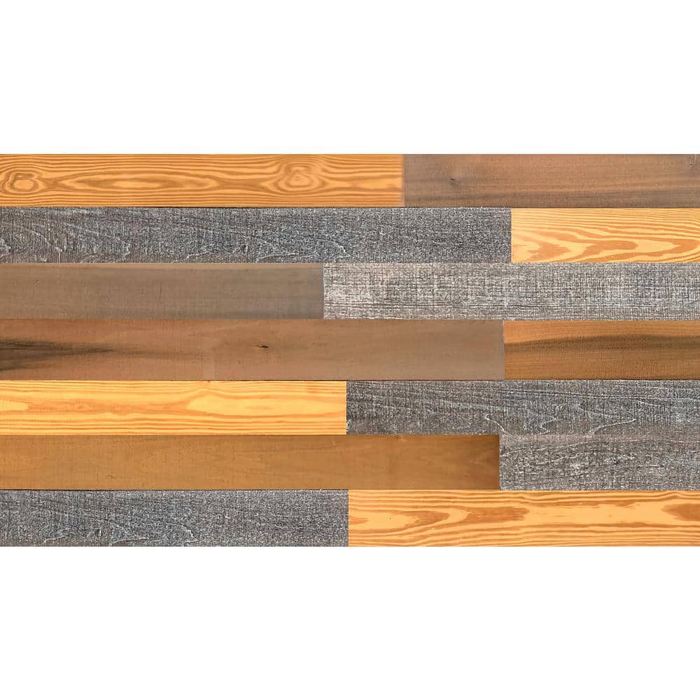 Distressed Antique Brown Poplar Wood Wall Planks, 4 ft