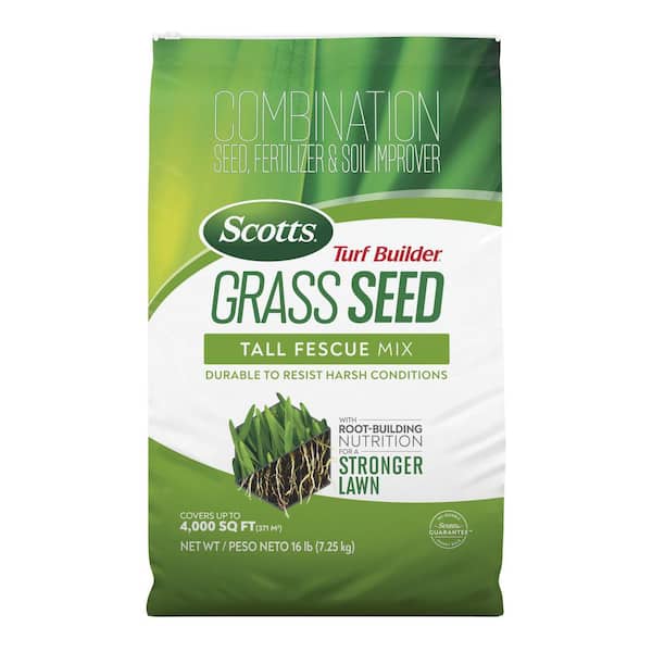 Scotts Turf Builder 16 lbs. Grass Seed Tall Fescue Mix with Fertilizer and Soil Improver, Durable to Resist Harsh Conditions
