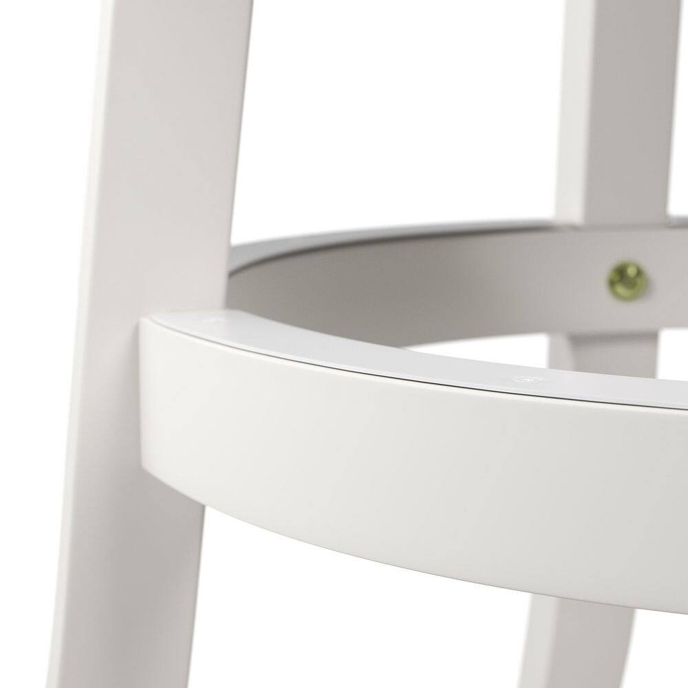 White Faux Leather Swivel Barstool with Wood Frame