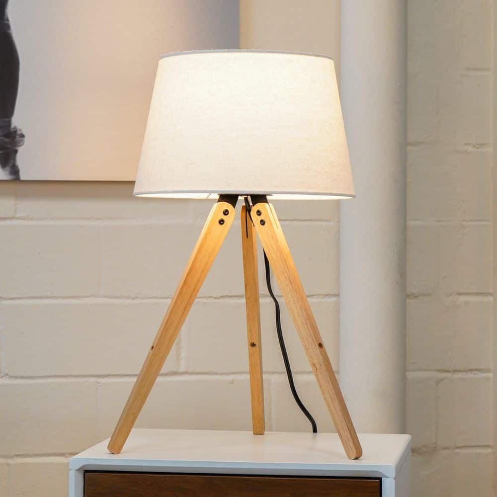 European Modern Bedside Table Lamp, Decorative LED Desk Lamp, Birch Three-Legged Wooden Table Lamp-Natural Black price history on PriceWatchPro