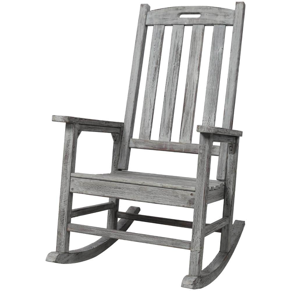 35.6 in. W Light Gray Fir Wood Oversized Outdoor Rocking Chair with High Back, Easy Assembly price history on PriceWatchPro