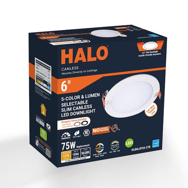 6 in. Selectable for Use in New Construction/Remodel/Retrofit Installation, Integrated LED Canless Downlight w/2 Trims