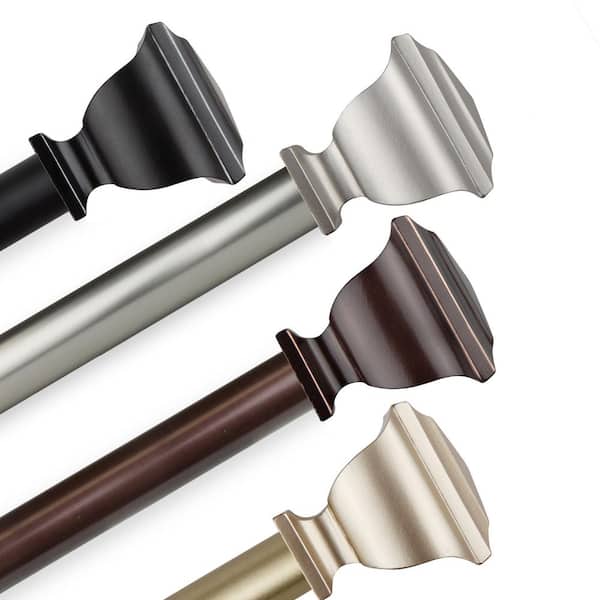 EMOH Adjustable 120-170 in. Single curtain rod 1 in. Dia in Gold with Marlowe Finials