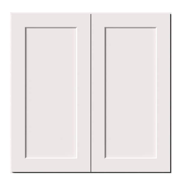 36 in. W x 12 in. D x 36 in. H RTA Solid Wood Shaker Wall Kitchen Cabinet in White With Double Doors and Shelves
