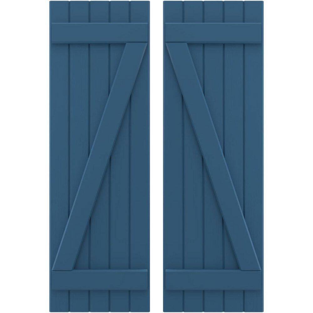 17-1/2-in W x 31-in H Americraft 5 Board Exterior Real Wood Joined Board and Batten Shutters w/Z-Bar Sojourn Blue price history on PriceWatchPro