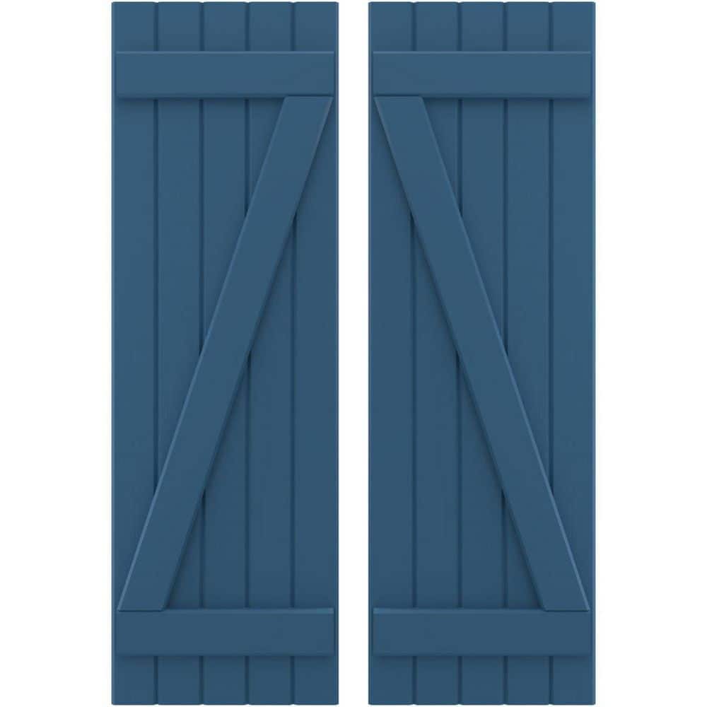 17-1/2 in. W x 68 in. H Americraft 5-Board Exterior Real Wood Joined Board and Batten Shutters w/Z-Bar in Sojourn Blue price history on PriceWatchPro