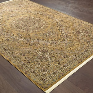 Mila Gold/Ivory 10 ft. x 13 ft. Traditional Medallion Area Rug