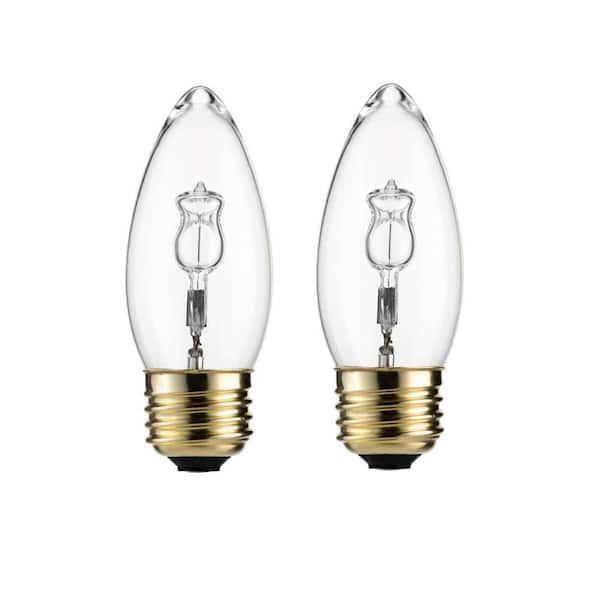 Philips 40-Watt Equivalent B11 Halogen Blunt Tip Candle Light Bulb (2-Pack)