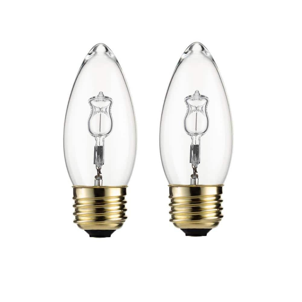 Philips 40-Watt Equivalent B11 Halogen Blunt Tip Candle Light Bulb (2 ...