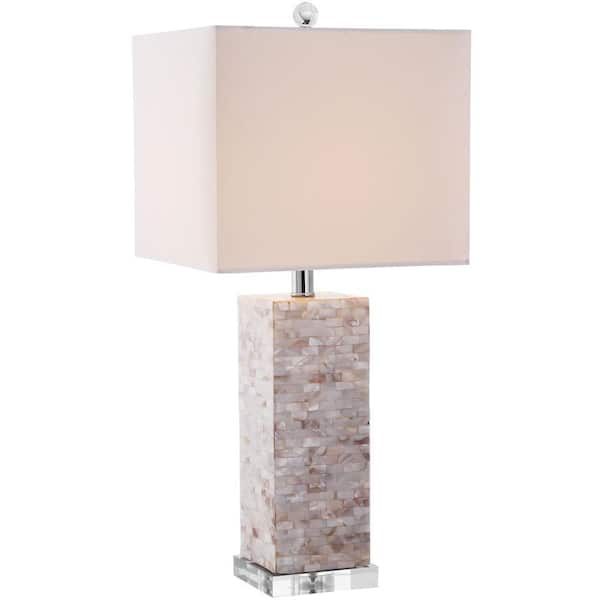 cream and silver table lamp