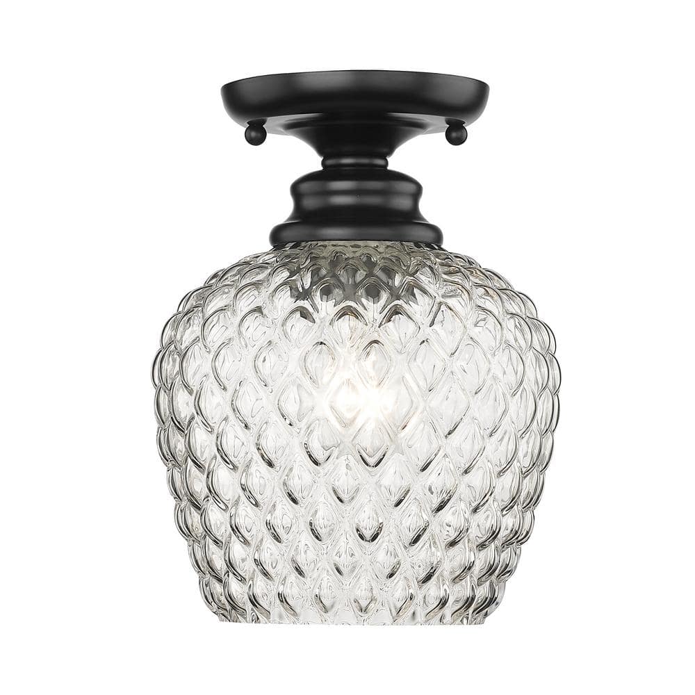 Adeline Matte Black and Clear Glass Semi-Flush Mount Light