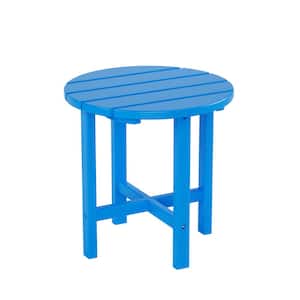 Mason 18 in. Pacific Blue Poly Plastic Fade Resistant Outdoor Patio Round Adirondack Side Table