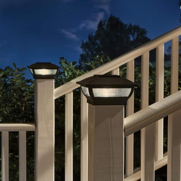 4 x 4 or 6 x 6 Black Integrated LED Outdoor Solar Deck Post Cap Light (2-Pack)