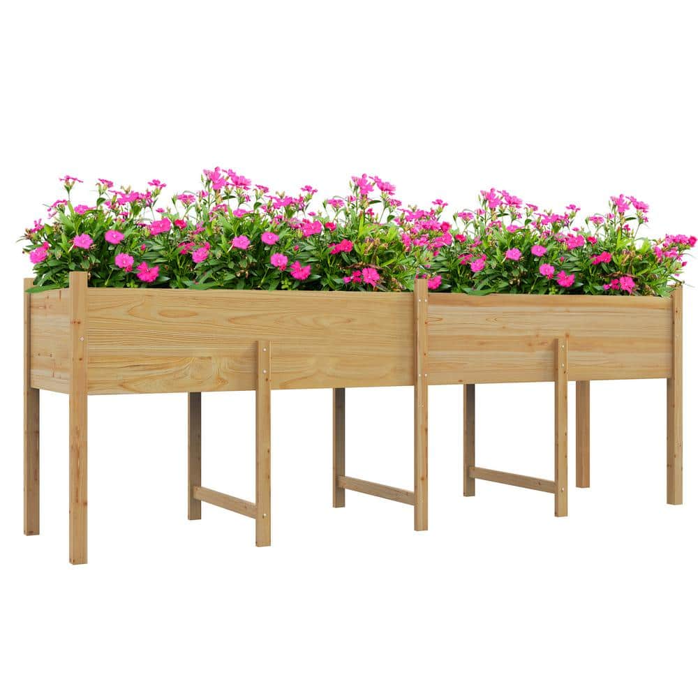 Outsunny 86.5 in. x 19.75 in. x 10.75 in. Oak Raised Garden Outsunny 86.5 in. x 19.75 in. x 10.75 in. Oak Raised Garden