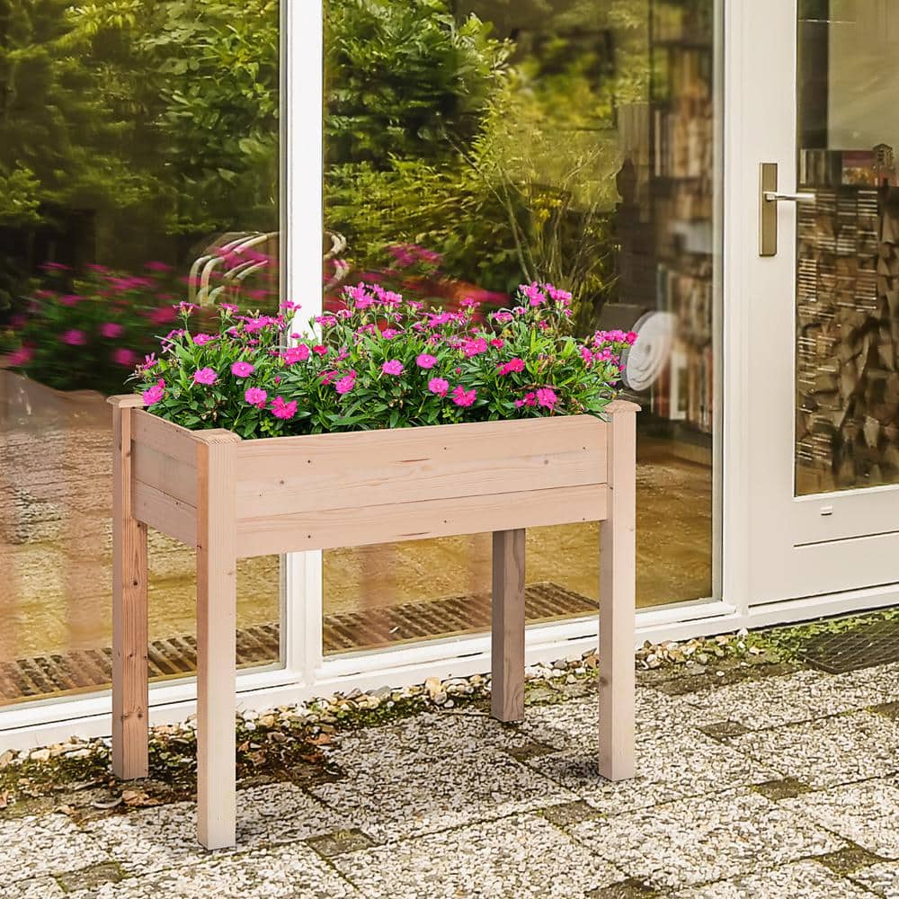 34 in. W x 18 in. D x 30 in. H WoodRaised GardenBed with LegsBed Liner Self