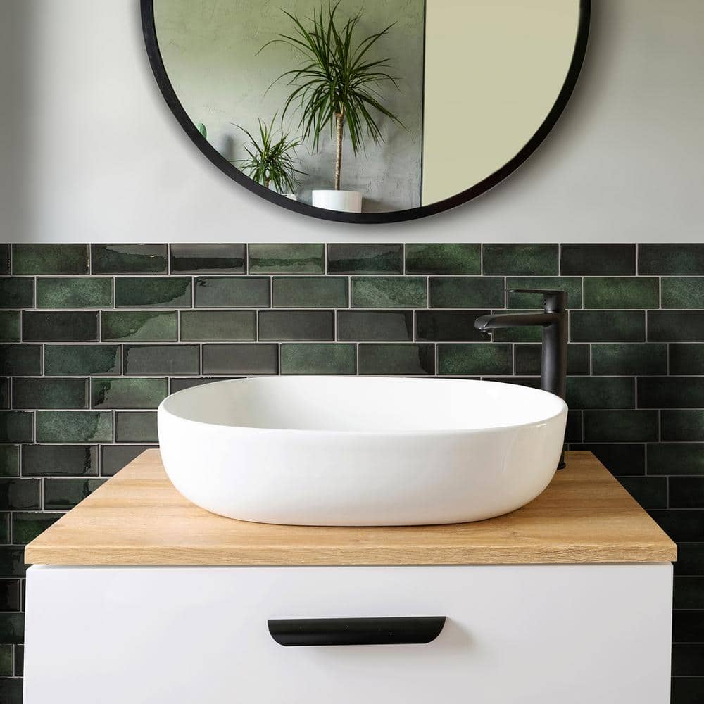 Metro Fiona Glossy Green Peel and Stick Backsplash Tiles
