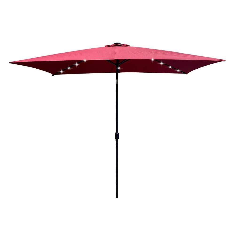 10 ft. x 6.5 ft. Red Powder Coated Aluminum Outdoor Market Patio Umbrella w