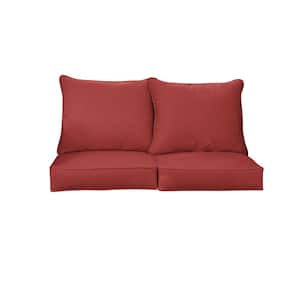 27 in. x 29 in. Sunbrella Deep Seating Indoor/Outdoor Loveseat Cushion in Cast Pomegranate