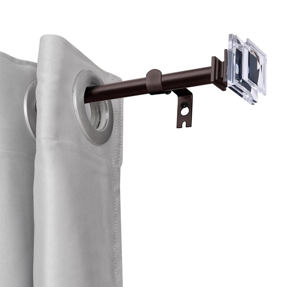 Adjustable Oil Rubbed Bronze Curtain Rod with Crystal Finials