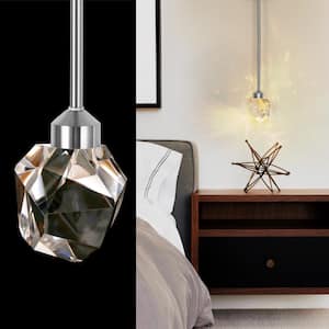 1-Light 5-Watt Brushed Nickel Modern Geometric Crystal Integrated LED Pendant Light for Bedroom Kitchen