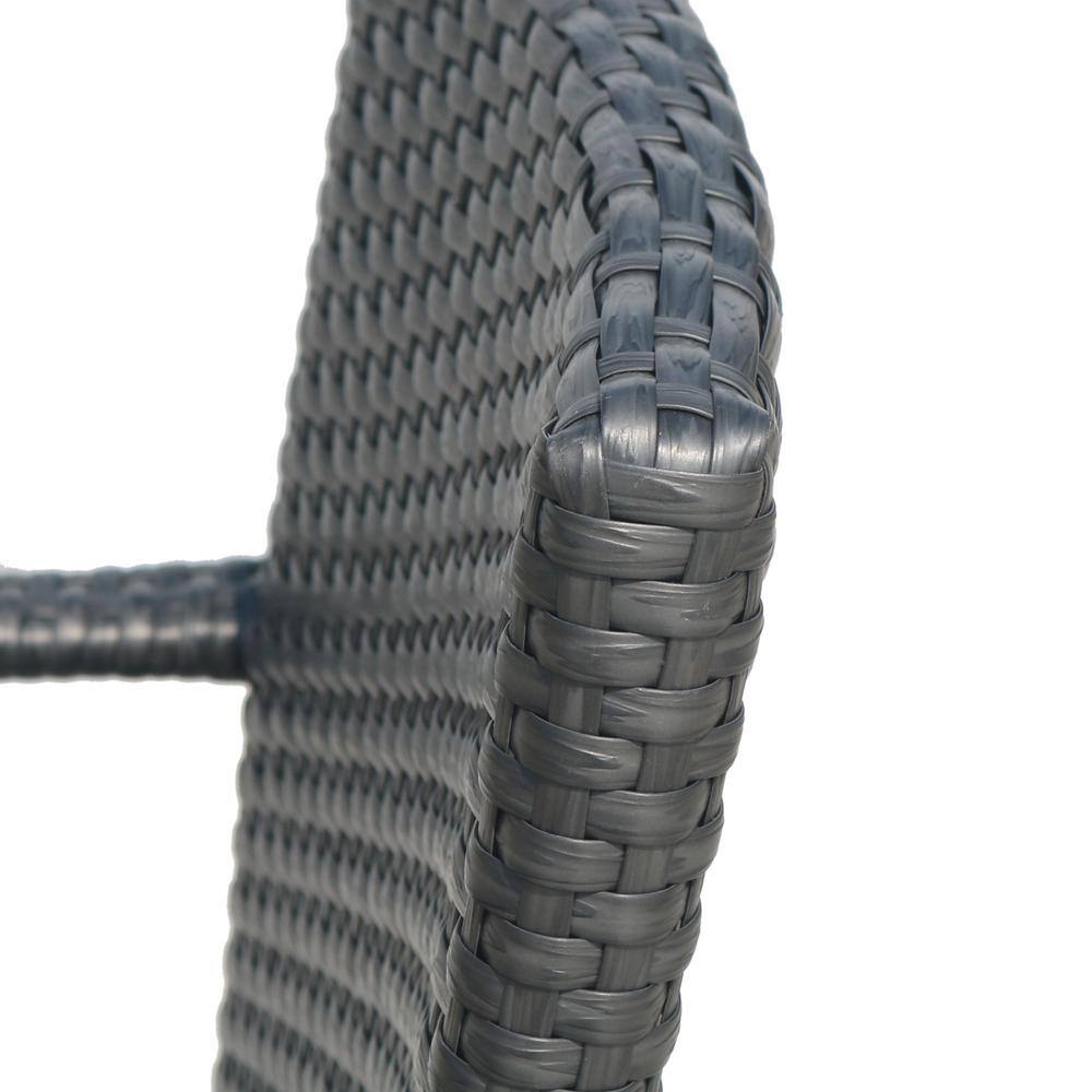 Sleek Grey Iron and Wicker 30" Outdoor Barstool Set