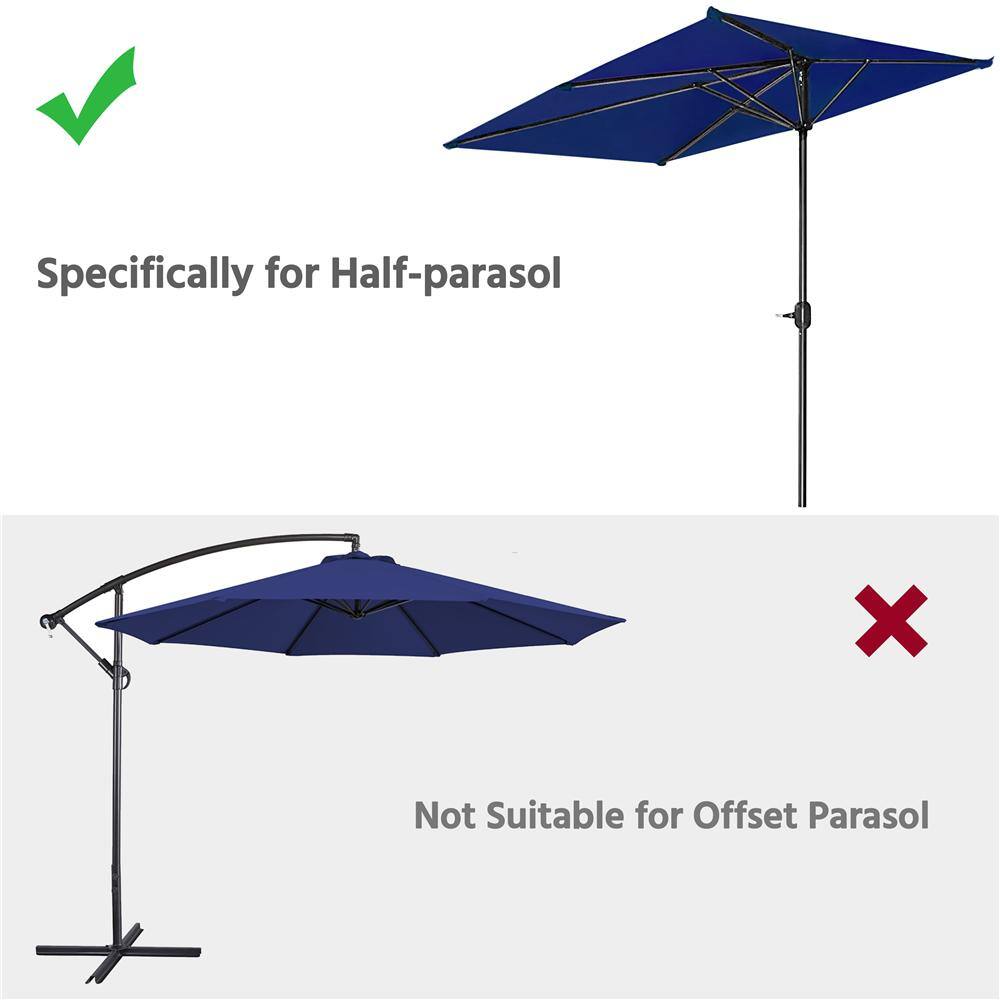 Black Ornate Concrete Half Round Umbrella Base, 20 Inch