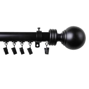 28 in. - 48 in. Telescoping Traverse Curtain Rod Kit in Black with Sphere Finial