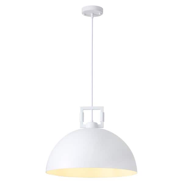LWYTJO 1-Light White Pendant Light with Metal Shade, No Bulbs Included