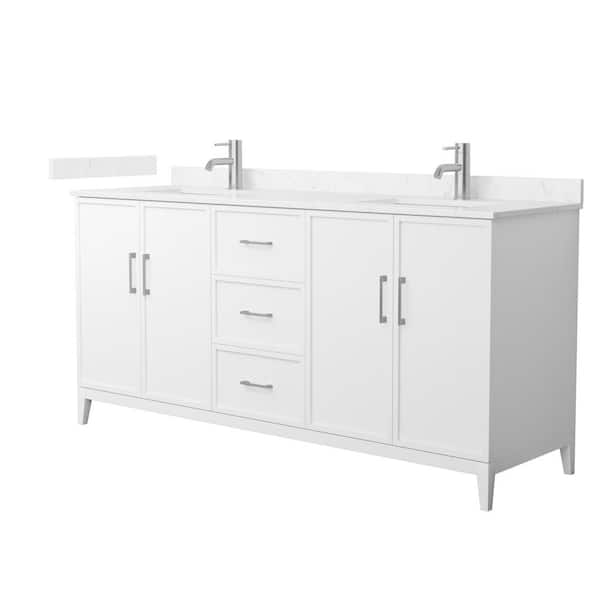 Wyndham Collection Elan 72 in. W x 22 in. D x 35 in. H Double Bath Vanity in White with Carrara Cultured Marble Top