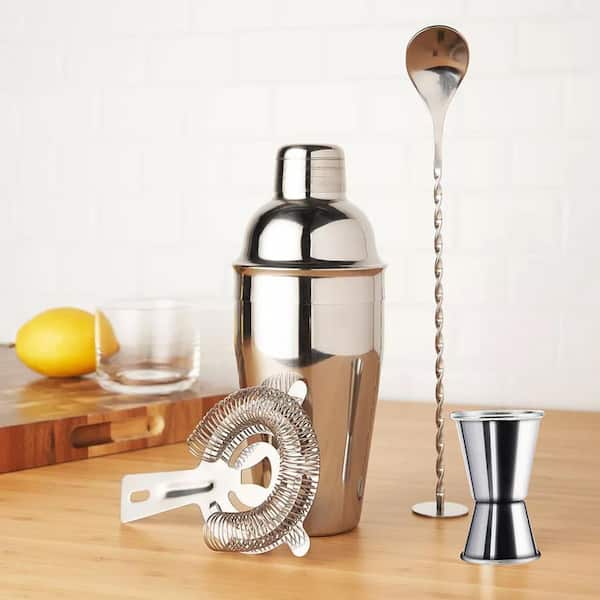 6-teiliges Boston Shaker Set – Gewichtete Barsiebe, Muddler, Löffel, Jigger – Cocktail Zubehör Kit