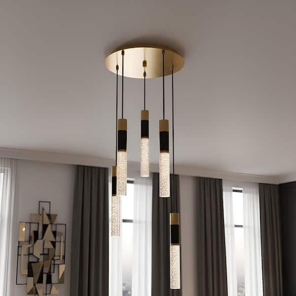 Quoizel Davies 18-Watt 5-Light Brushed Gold Integrated LED Pendant