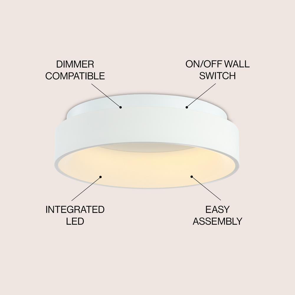 White Metal 17.75" LED Flush Mount Ceiling Light