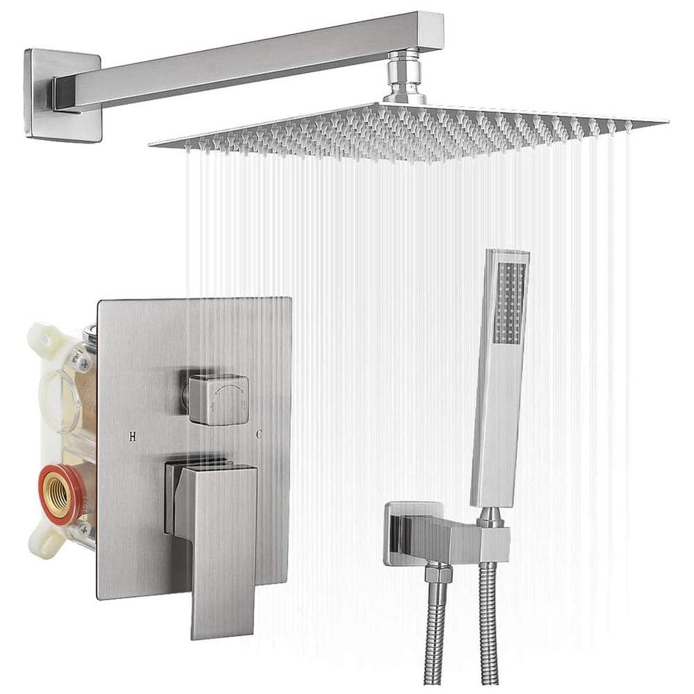 2-Spray Patterns with 2.5 GPM 16 in. Wall Mount High Pressure Dual Shower Heads in Brushed Nickel (Valve Included) price history on PriceWatchPro