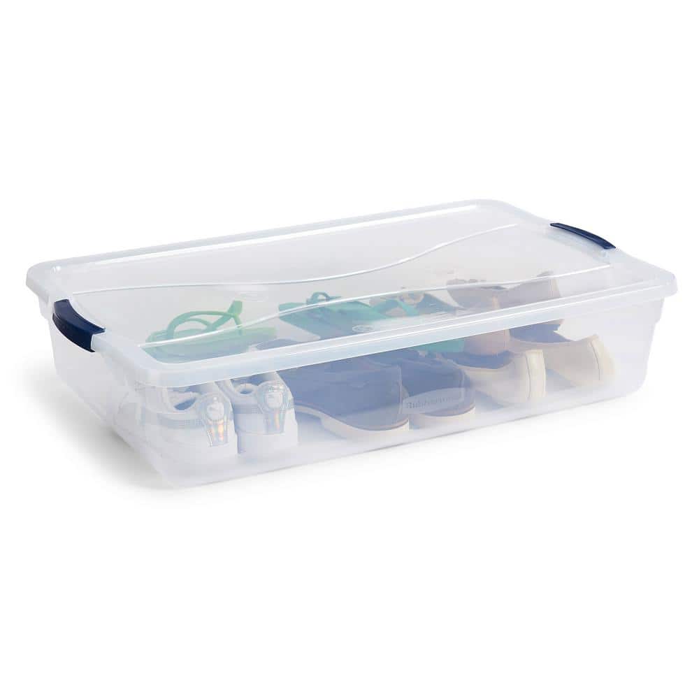 Clear Stackable Plastic Storage Bins with Latching Lids, 41 Qt, 4-Pack