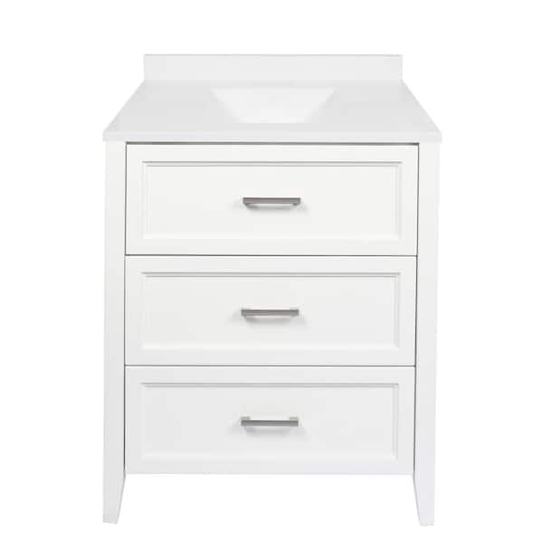 Amluxx Capri 31 in. W x 22 in. D x 36 in. H Bath Vanity in White with Cultured Marble Top with Backsplash in White