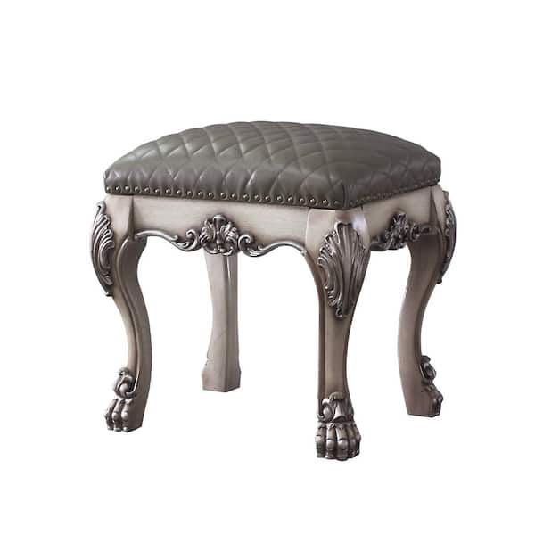 Acme Furniture Dresden Vintage Bone White Bench Upholstered Seat 20 in. H x 17 in. W x 21 in. D