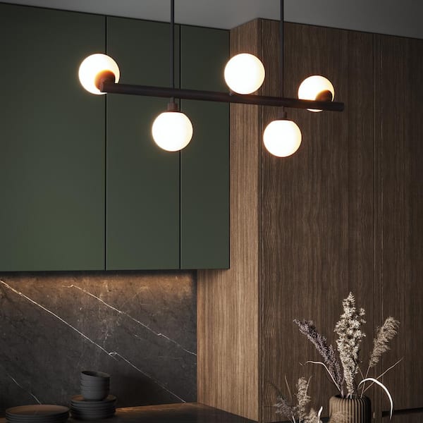 Progress Lighting Avec 34 in. 5-Light Matte Black Contemporary Linear Chandelier