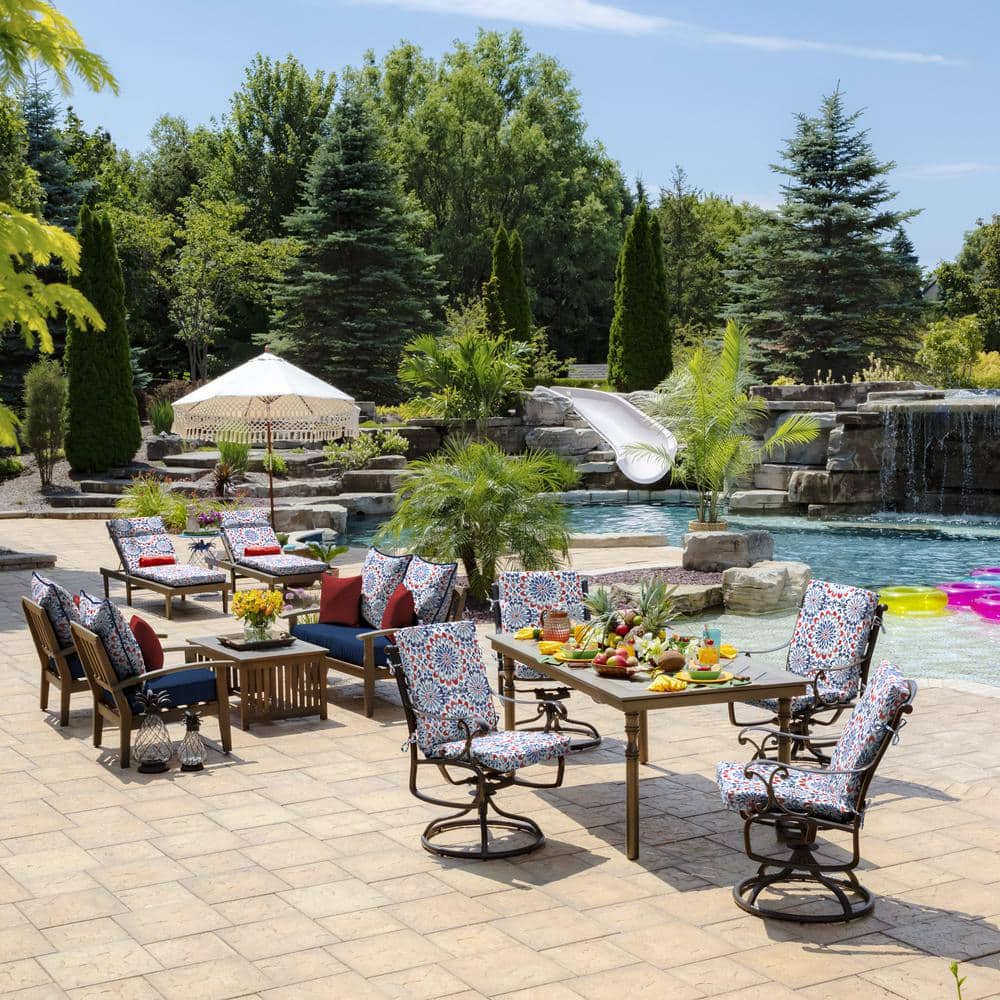Clark Blue Polyester Outdoor Chaise Lounge Cushion