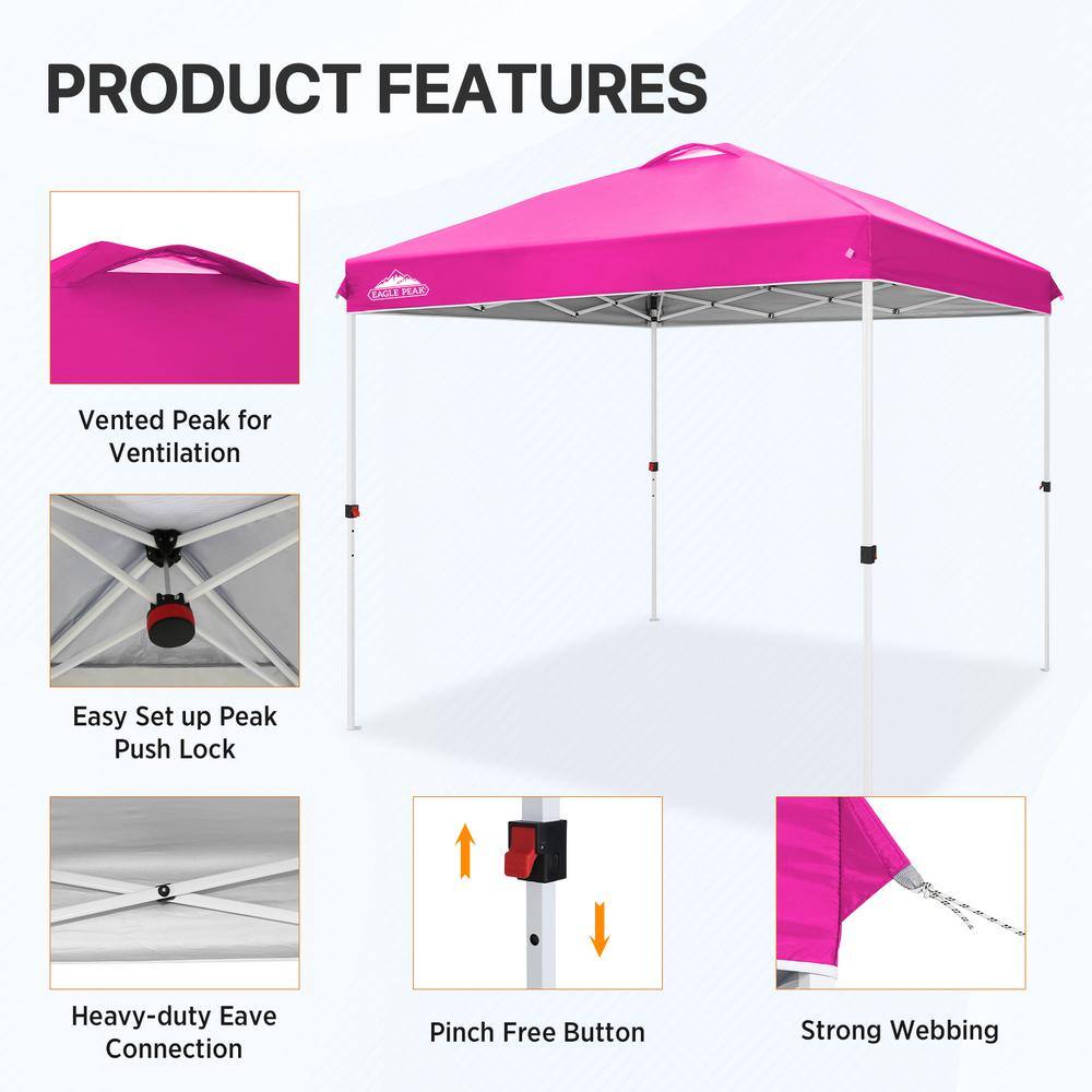 8x8 Pink and White Steel Pop-Up Canopy Tent