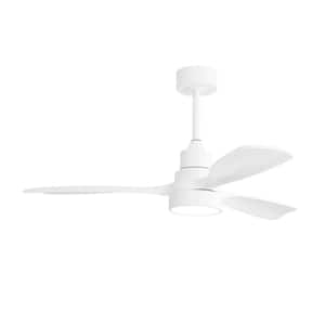 48 in. Indoor/Outdoor White Ceiling Fan Integrated LED with Light Kit and Remote Control