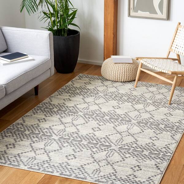 Tulum 7 x 9 Dark Gray/Ivory Tribal TUL634F Area Rug