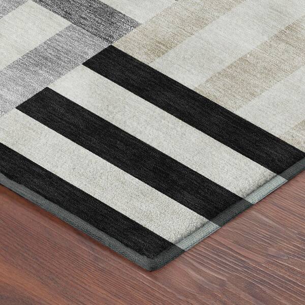 Mayfield Premium Machine Washable Abstract AMF2332 Black 3 ft. x 4 ft. Area Rug