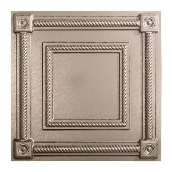 Fasade Coffer 2 ft. x 2 ft. Vinyl Lay-In Ceiling Tile in Galvanized Steel