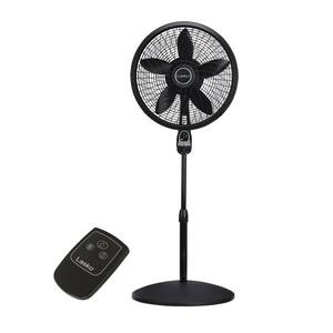 Cyclone Adjustable-Height 18 in. 3 Speed Black Oscillating Pedestal Fan with Programmable Timer and Remote Control