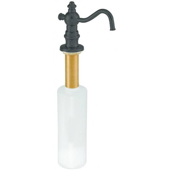 Westbrass Victorian Style Kitchen Sink Deck Mount Liquid Soap/Lotion Dispenser with Refillable 12 oz Bottle, Matte Black